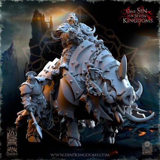 Orcs  Goblins - Warhammer Fantasy - Orcs  Goblins - Orc Warlord Khur Gann, Nestah Lord On Warbringer Boar.stl.jpg